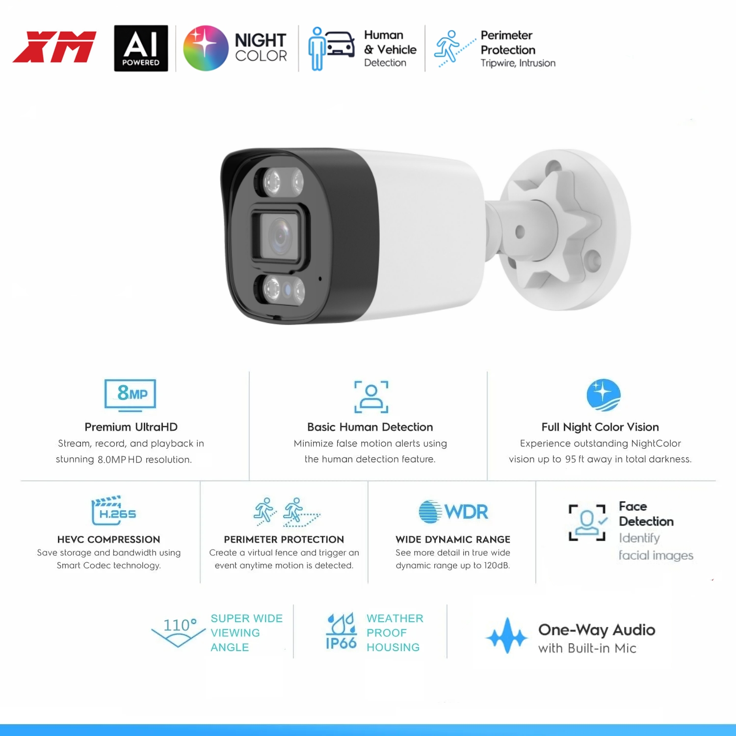 Home Cinema Outdoor - Caméra IP de vidéosurveillance 4K Poe,