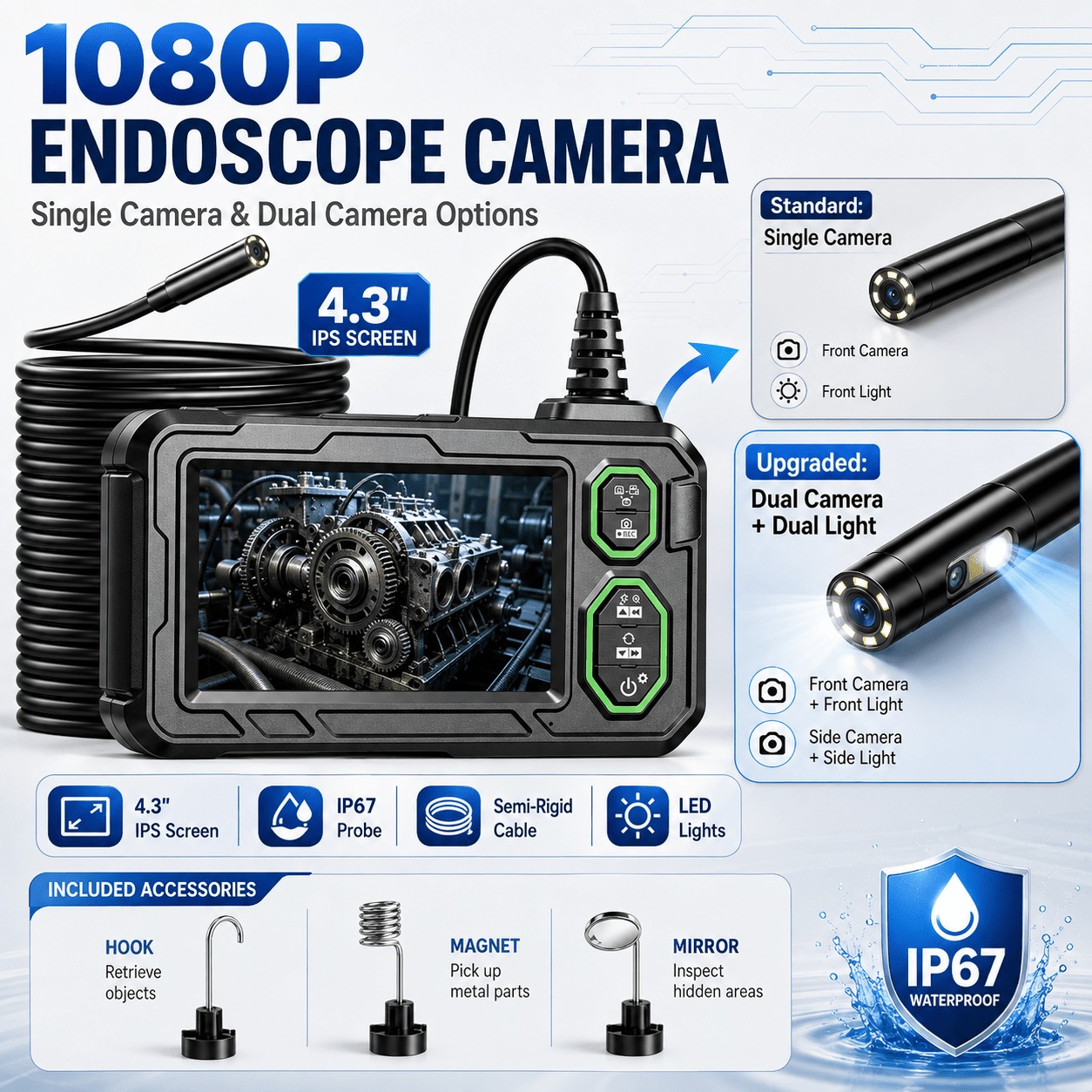 Endoscope à double caméra avec - Home Cinema Led avis et prix