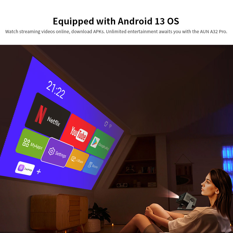 AUN A32 Pro Android 13 project - Home Cinema Films avis et prix